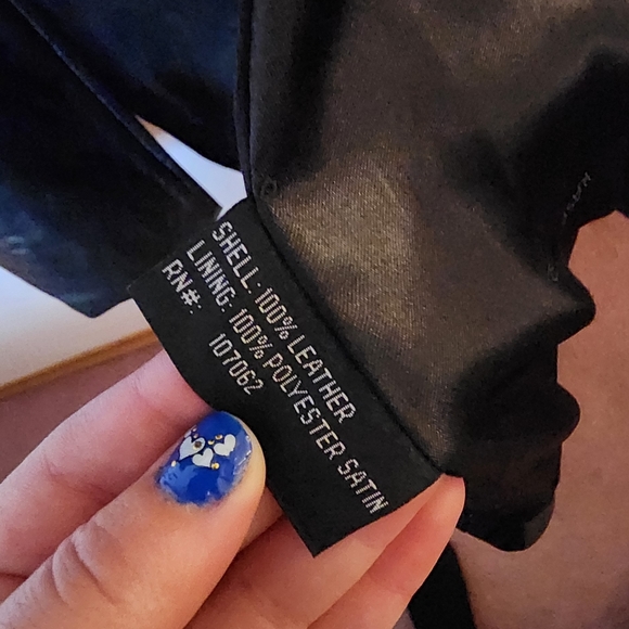 VINTAGE Kasper Ruched Leather Jacket - Picture 3 of 5